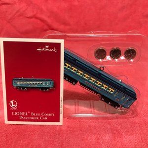 Hallmark keepsake Ornament Lionel Blue Comet Passenger Car Train Glows ~2002